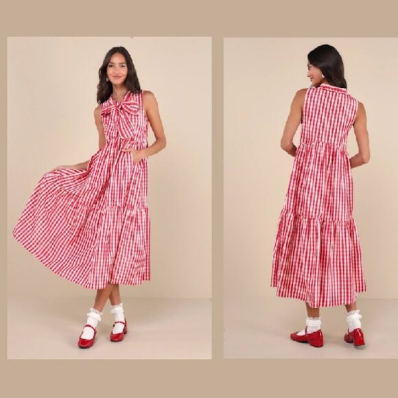 Sister Jane Stables Gingham Bow Midi Dress Sz S - Picture 4 of 17